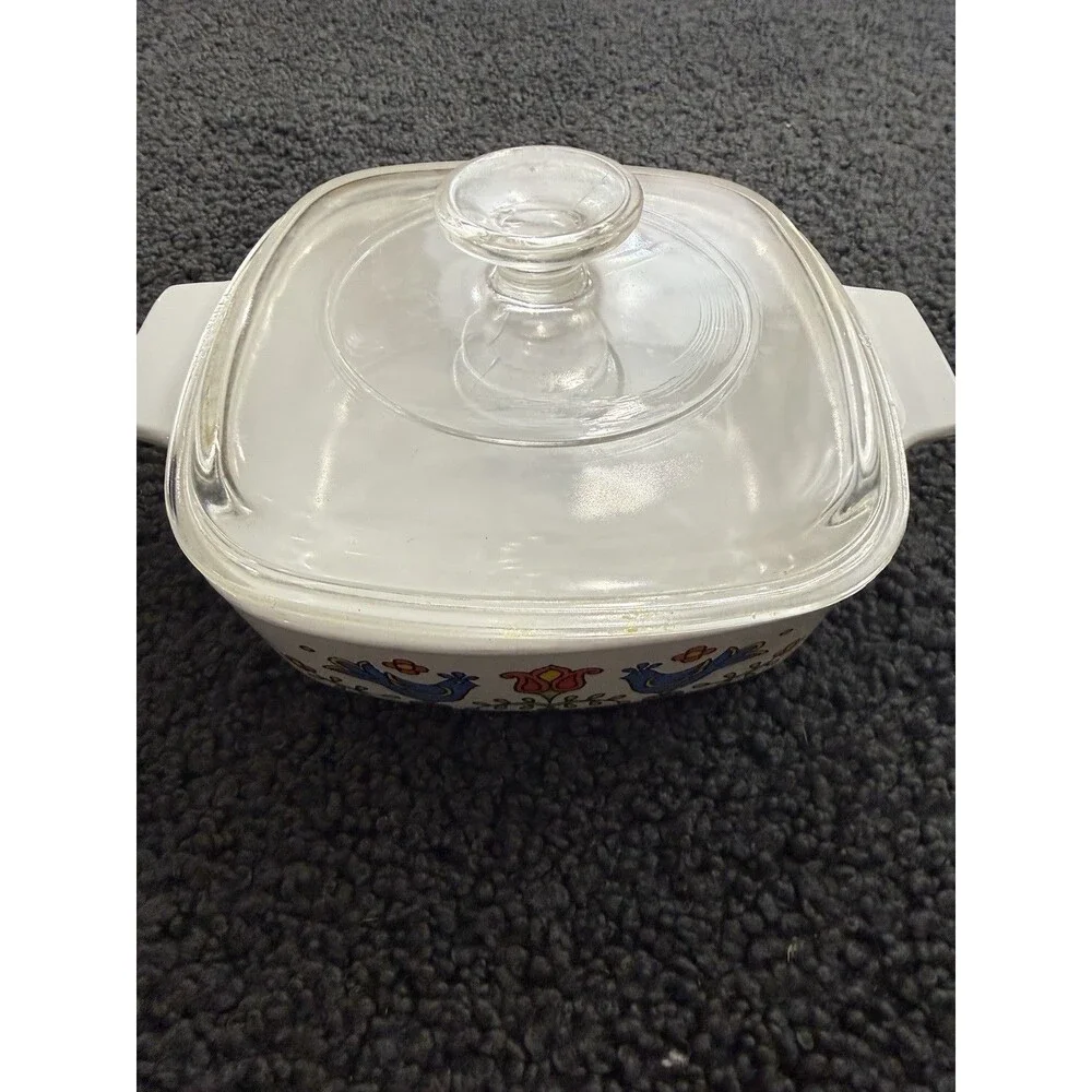1975 Corning Ware A-1-B Blue Birds Country Festival Casserole Dish 1 Quart W/Lid